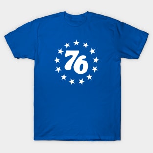 76 - Star Design (White on Blue) T-Shirt